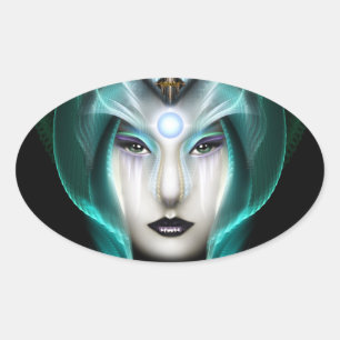 Sticker Ovale Portrait De Cyiria ISO Black