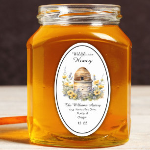Sticker Ovale Pot de miel d'abeille à miel Apiary Label   Miel d