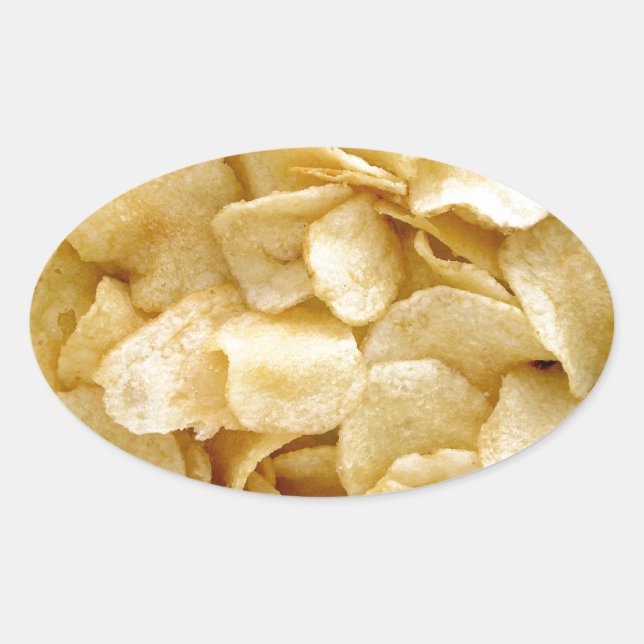 Sticker Ovale Potato chips junk cadeaux alimentaires (Devant)