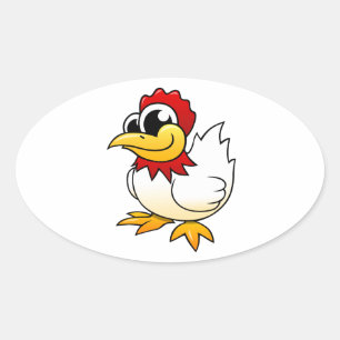 Sticker Ovale Poulet de bande dessinée