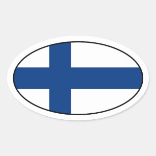 Sticker ovale pour drapeau finlandais