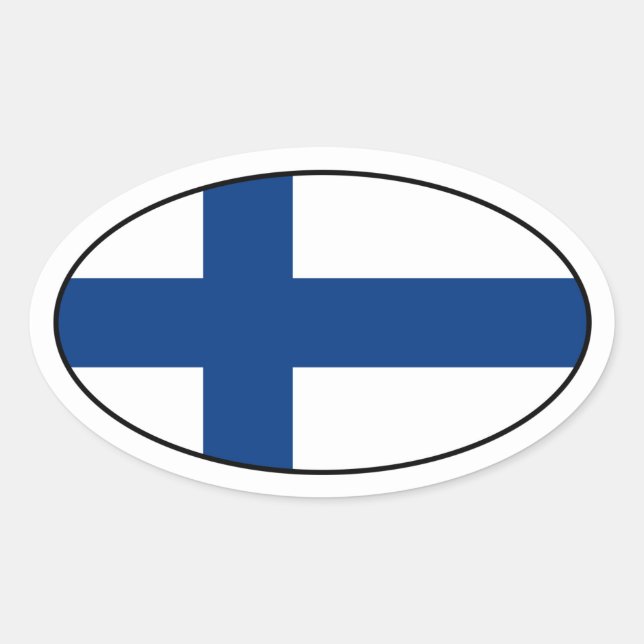 Sticker ovale pour drapeau finlandais (Devant)
