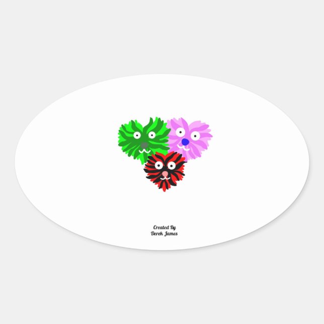 Sticker ovale pour le coeur Fuzzies (Devant)