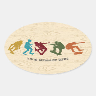 Sticker Ovale Pour Skateboarders Skateboard Graphics Collage
