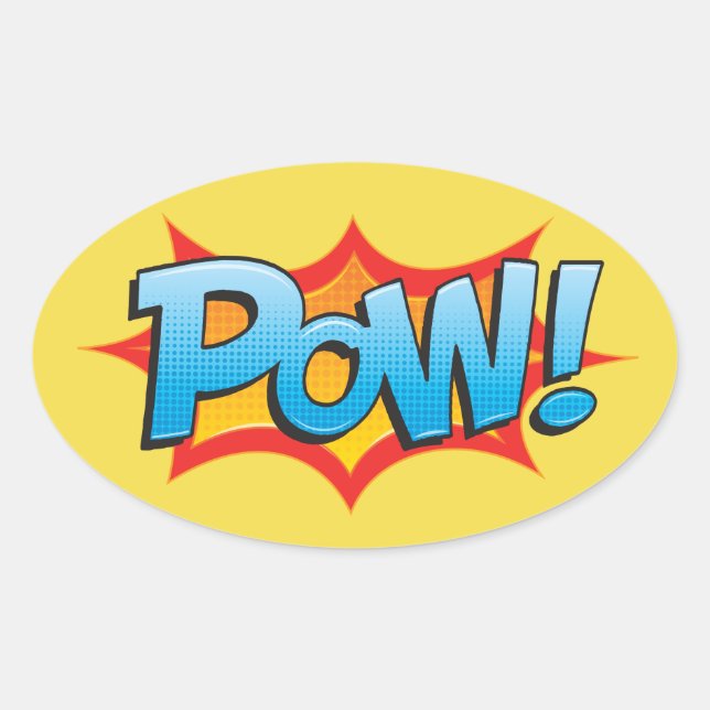 Sticker Ovale Pow comique ! (Devant)