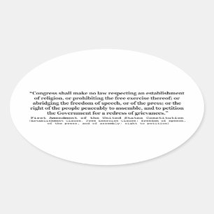 Sticker Ovale Premier amendement de la Constitution des États-Un