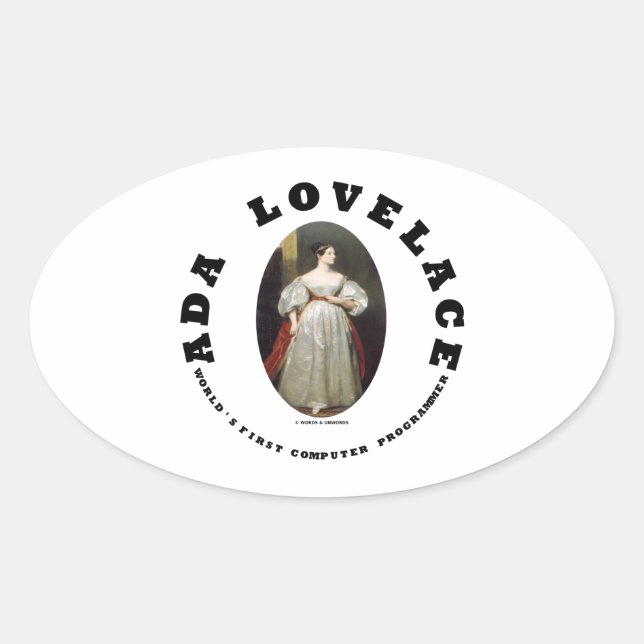 Sticker Ovale Premier programmeur informatique d'Ada Lovelace Wo (Devant)
