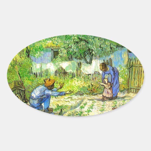 Sticker Ovale Première étape, 1890 Vincent van Gogh. (Devant)