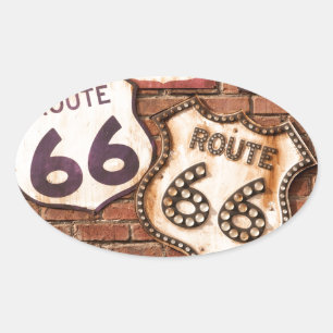 Sticker Ovale Prenez Vos Coups De Pied Sur La Route 66