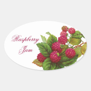 STICKER OVALE PRÉSERVE DE FRUITS ROUGES / RASPBERRIES