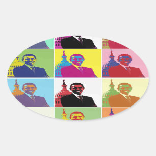Sticker Ovale Président Obama Pop Art