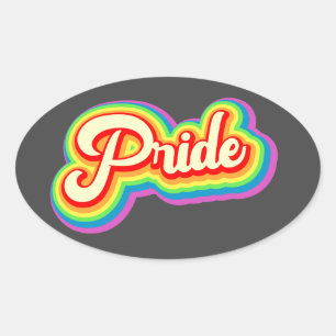 Sticker Ovale Pride Arc-en-ciel Vintage