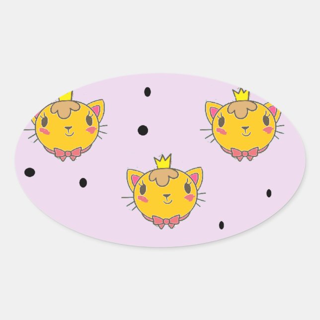 Sticker Ovale Princess kitty cat (Devant)