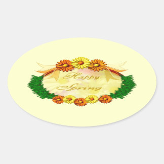 Sticker Ovale Printemps heureux