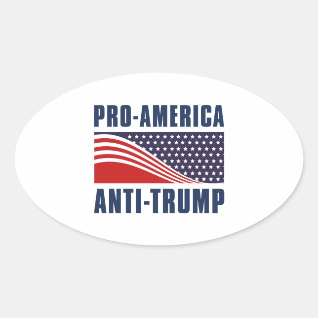 Sticker Ovale Pro-America Anti-Trump (Devant)