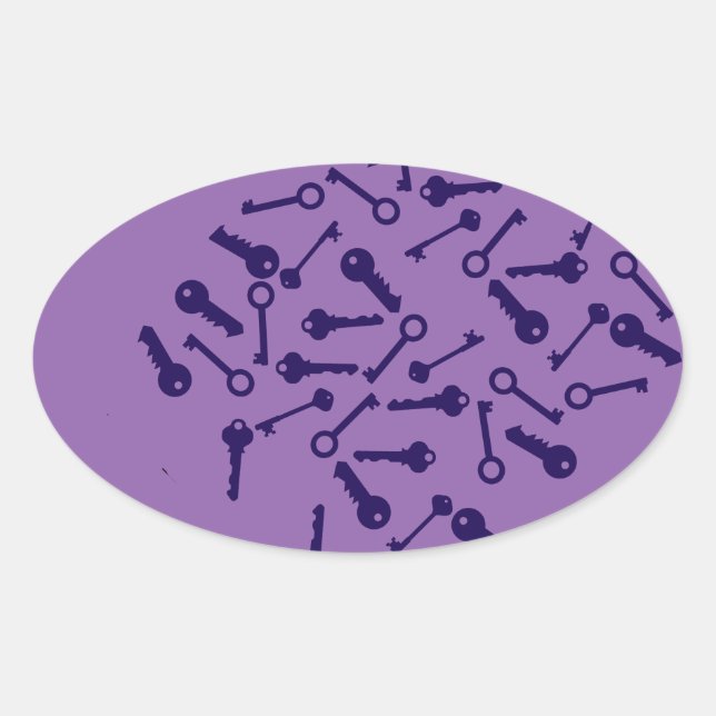 Sticker Ovale Produit à motif clé bleu (Devant)