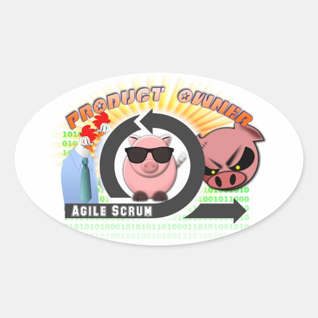 Sticker Ovale Propriétaire du produit Scrum - Agile (Devant)