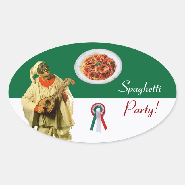 Sticker Ovale PULCINELLA ITALIAN KITCHEN PARTI rouge blanc noir (Devant)