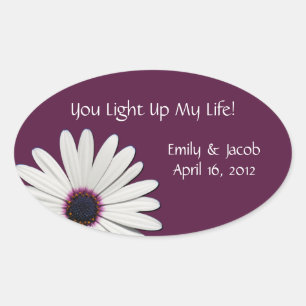 Sticker Ovale Purple Daisy Chandelle Jar Wedding Favor Tags