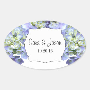 Sticker Ovale Purple hydrangea Mariage personnalisé