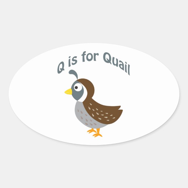 Sticker Ovale Q est pour Quail (Devant)