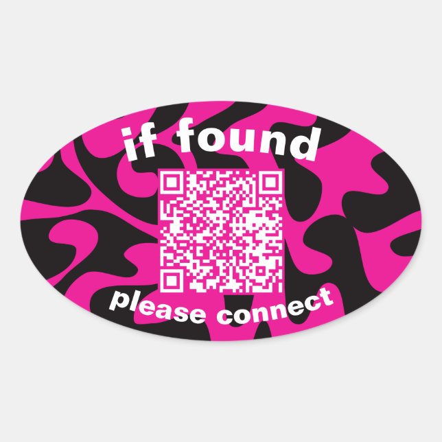 Sticker Ovale QR Code lime green cute lost found (Devant)
