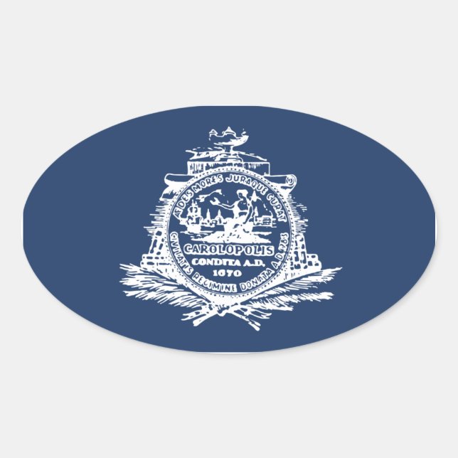 Sticker Ovale QUATRE Charleston, drapeau de Sc (Devant)