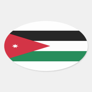 Sticker Ovale QUATRE Drapeau national de Jordanie