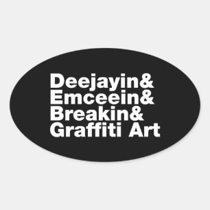 Sticker Ovale Quatre éléments de l'Hip hop