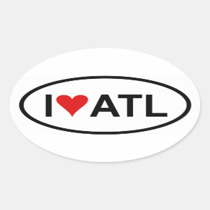 Sticker Ovale QUATRE "I [heart] Atl"