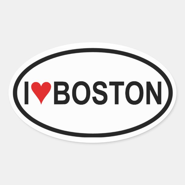 Sticker Ovale QUATRE "I [heart] Boston" (Devant)