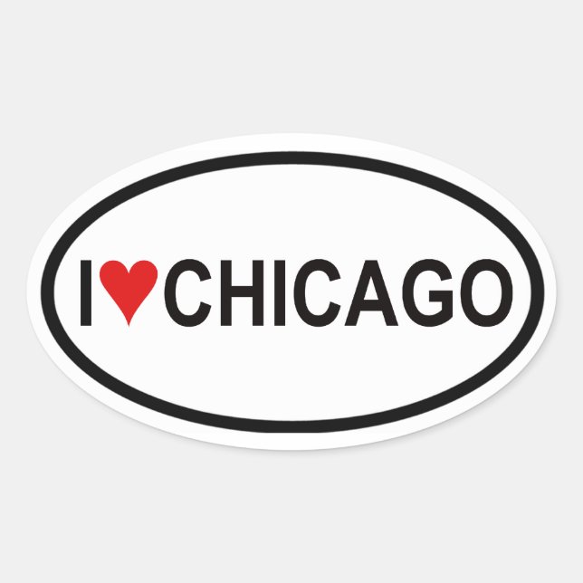 Sticker Ovale QUATRE "I [heart] Chicago" (Devant)