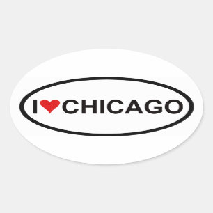 Sticker Ovale QUATRE "I [heart] Chicago"
