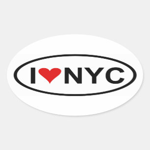 Sticker Ovale QUATRE "je [coeur] NYC "