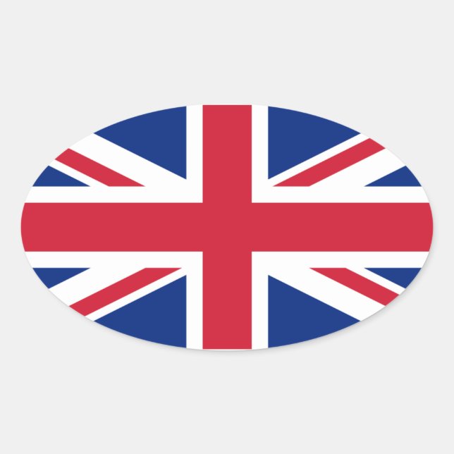 Sticker Ovale QUATRE Union Jack au Royaume-Uni (Devant)