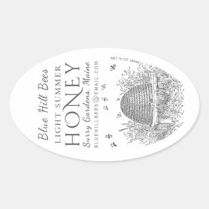 Sticker Ovale Queenline Jar Vintage Skep Jardin Hive Oval