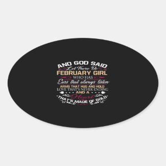 Sticker Ovale Qu'Il Y Ait Février Fille Qui A Des Oreilles Comme