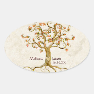 Sticker Ovale Racines de l'arbre de rotation Noms personnalisés