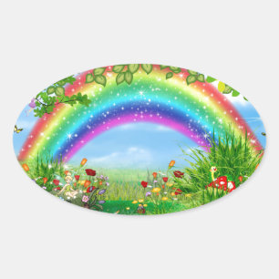 Sticker Ovale Rainbow fantasy