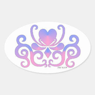 Sticker Ovale Rainbow Lily and Heart