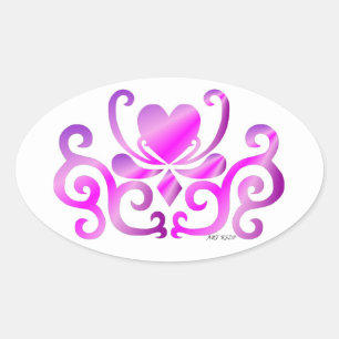 Sticker Ovale Rainbow Lily and Heart