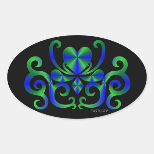 Sticker Ovale Rainbow Lily and Heart