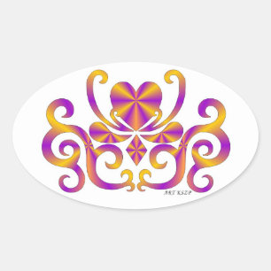 Sticker Ovale Rainbow Lily and Heart