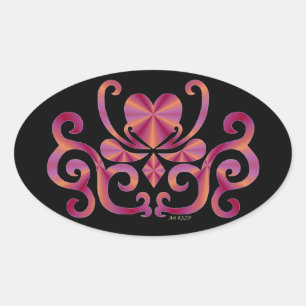 Sticker Ovale Rainbow Lily and Heart