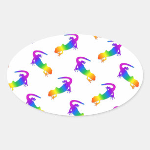 Sticker Ovale Rainbow Salamander
