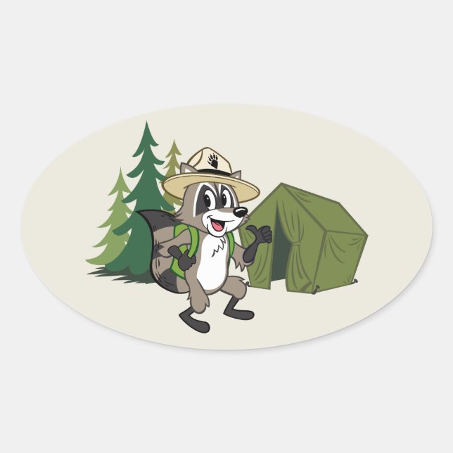 Sticker Ovale Ranger Rick | Grand Campout Américain -Tente (Devant)
