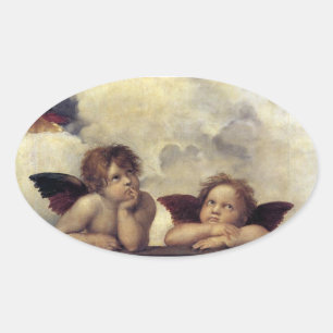 Sticker Ovale Raphael : Putti, Détail de la Vierge Sixtine