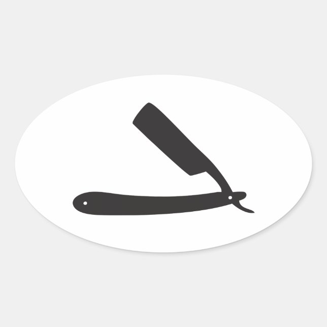 Sticker Ovale rasoir barbershop (Devant)