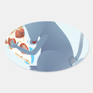 Sticker Ovale rat à pizza