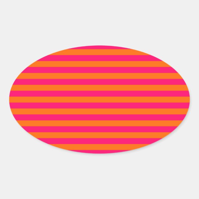 Sticker Ovale Rayure orange et fuchsia (Devant)